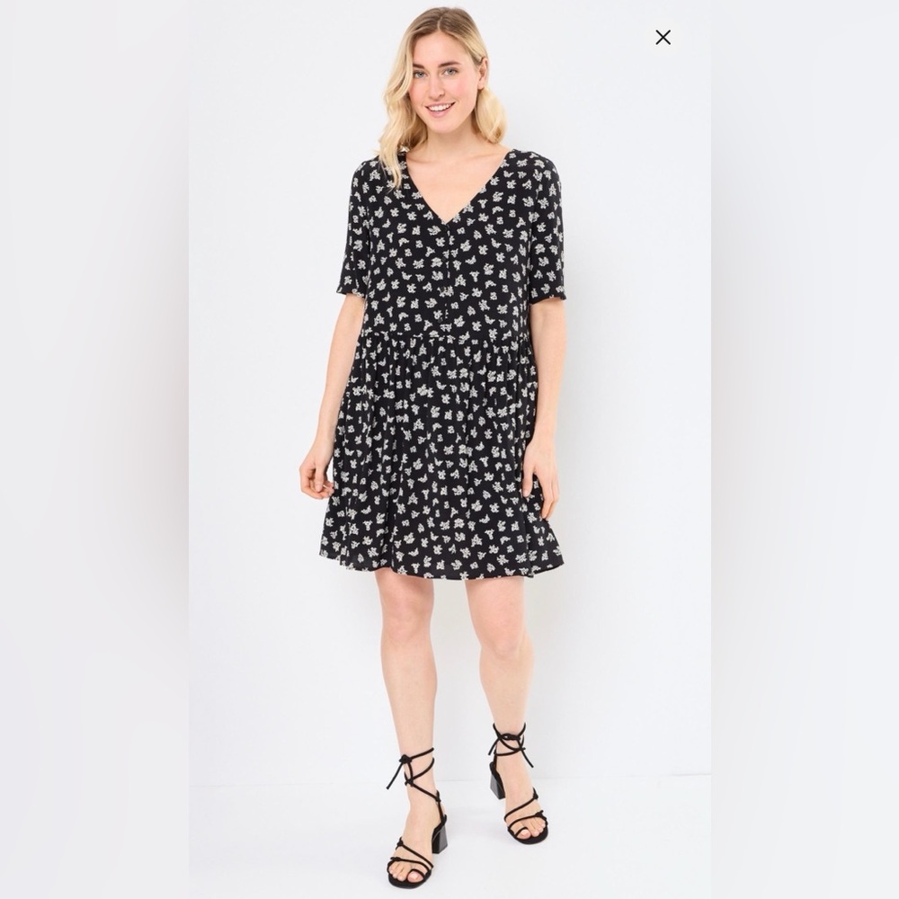 Des Petits Hauts dress ROMULUS womens black Ditsy floral Medium Large